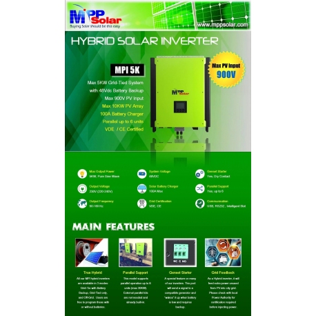 Invertor Solar hibrid On Grid+Off-Grid , pentru panouri solare fotovoltaice